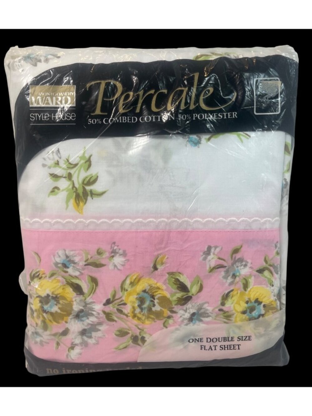 Montgomery Ward Style House Percale Double Flat Sheet 50% Cotton 50% Polyester F